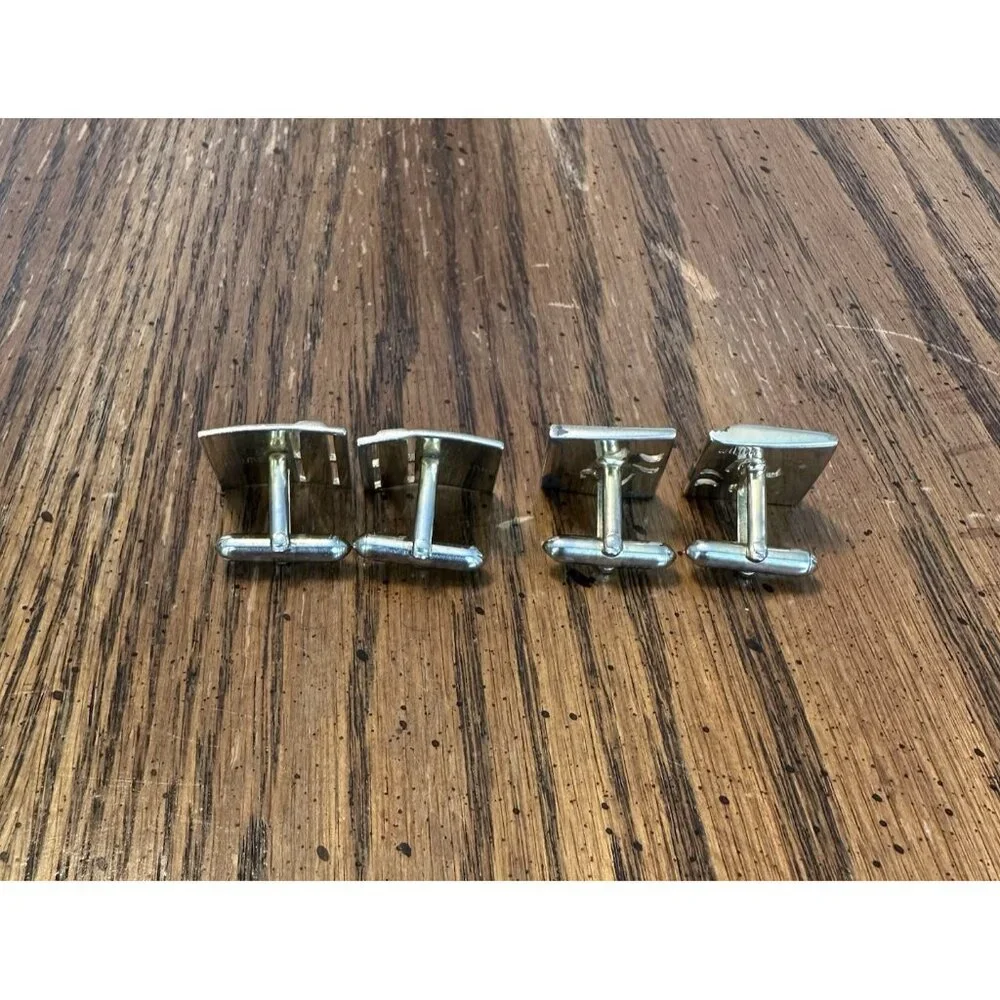 Vintage Swank Cufflinks 2 Pair Gold Tone Mens Mid Century Modern‎ Fashion